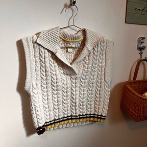 Maeve Anthropologie collared cable knit sweater vest
